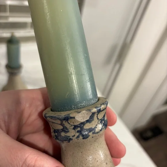 Vintage Beaumont Brothers Pottery Candle Sticks & Bowl Salt Glazed Stoneware - Picture 11 of 16